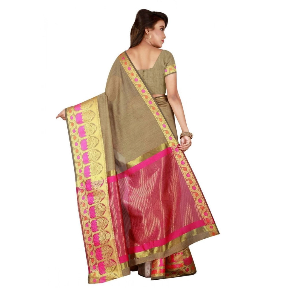 Generic Women's Cotton Saree with Blouse (Multi, 5-6 Mtrs)