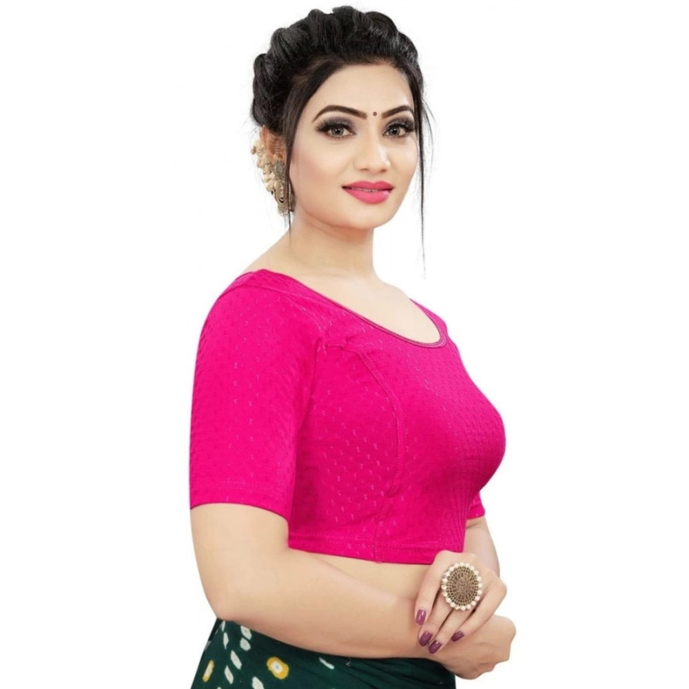 Generic Women's Cotton Lycra Blend Solid Non Padded Readymade Blouse (Rani, Size: Free Size)