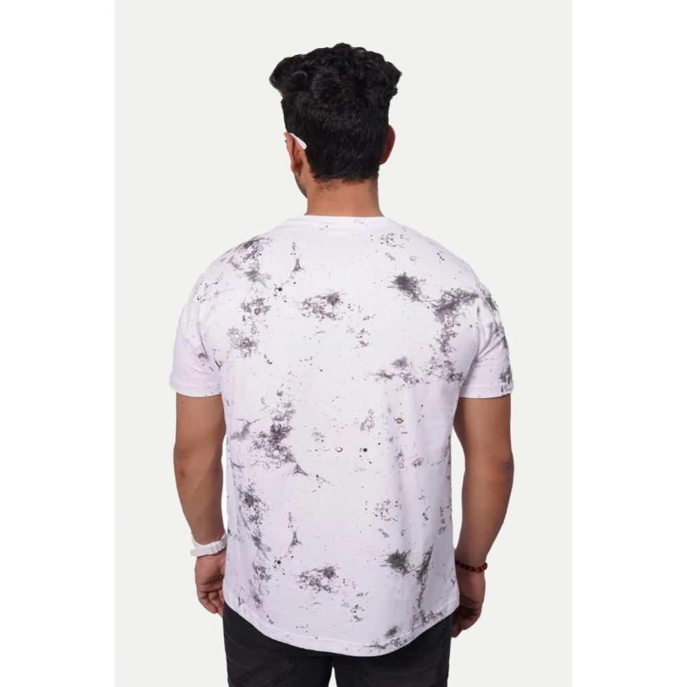 Generic Men's Casual Half sleeve Printed Cotton Crew Neck T-shirt (White)