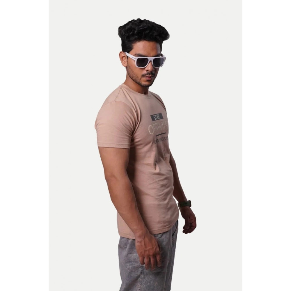 Generic Men's Casual Half sleeve Optimist Printed Cotton Crew Neck T-shirt (Pink)