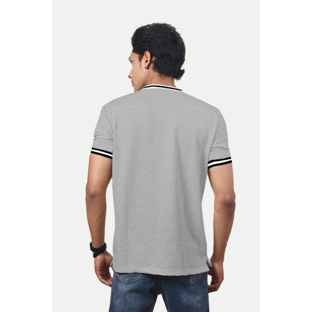 Generic Men's Casual Half sleeve Printed Cotton Crew Neck T-shirt (Grey Melange)
