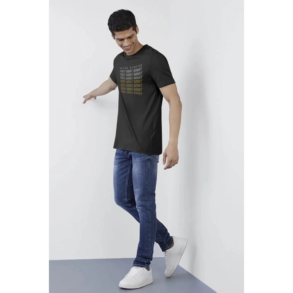 Generic Men's Casual Half sleeve Printed Cotton Crew Neck T-shirt (Black)