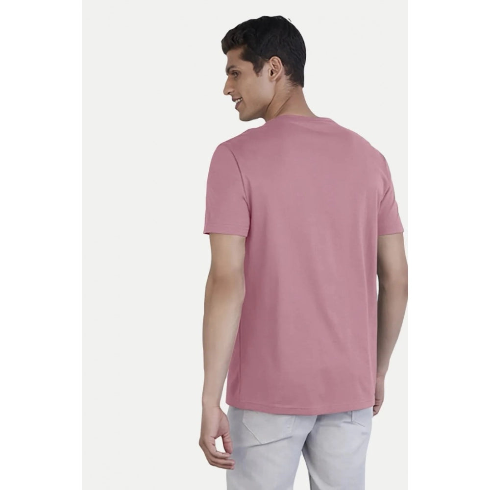Generic Men's Casual Half sleeve Printed Cotton Crew Neck T-shirt (Pink)