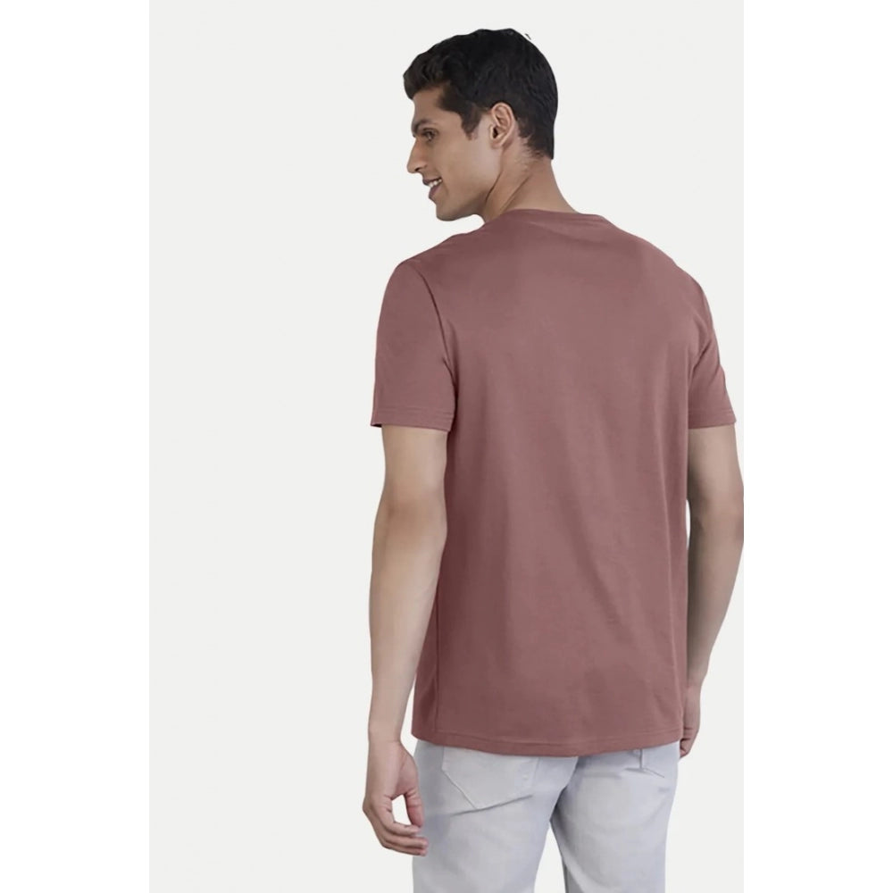 Generic Men's Casual Half sleeve Printed Cotton Crew Neck T-shirt (Pink)