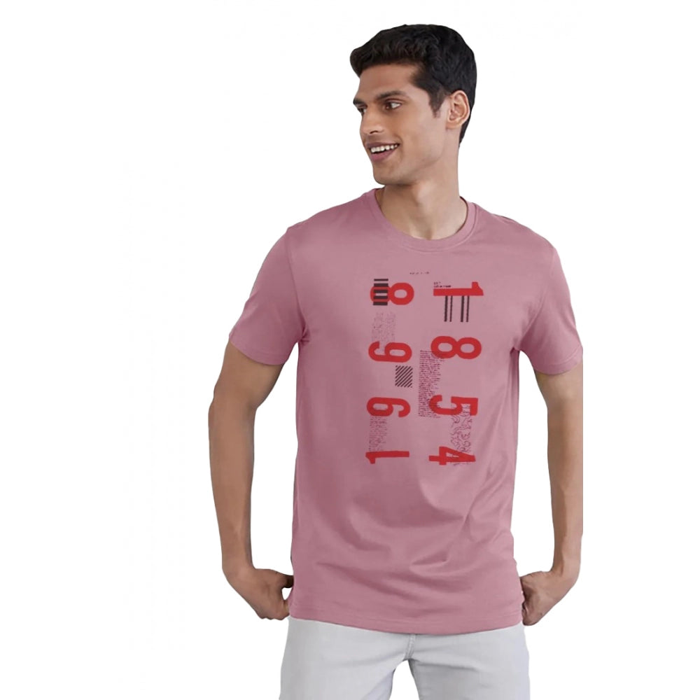Generic Men's Casual Half sleeve Printed Cotton Crew Neck T-shirt (Pink)