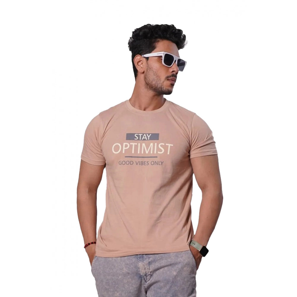 Generic Men's Casual Half sleeve Optimist Printed Cotton Crew Neck T-shirt (Pink)