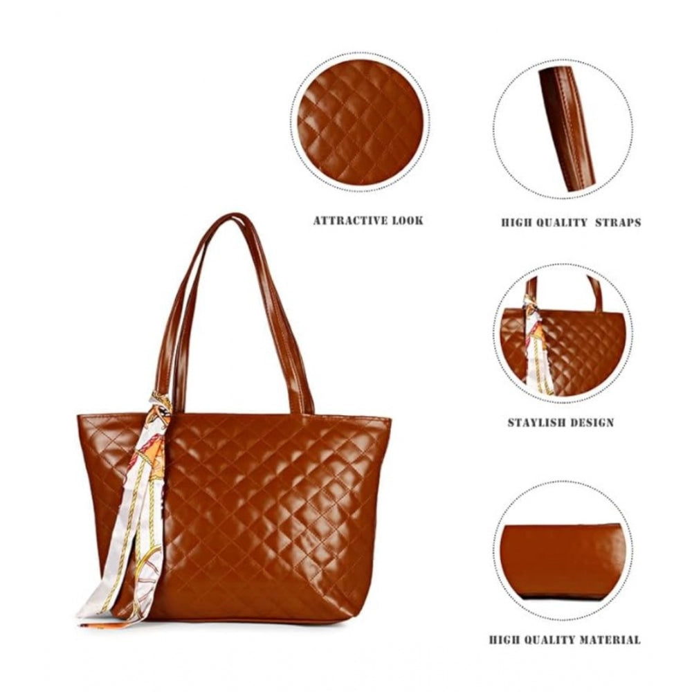 Generic Women's Polyurethane Textured Shoulder Bag (Dark Brown)