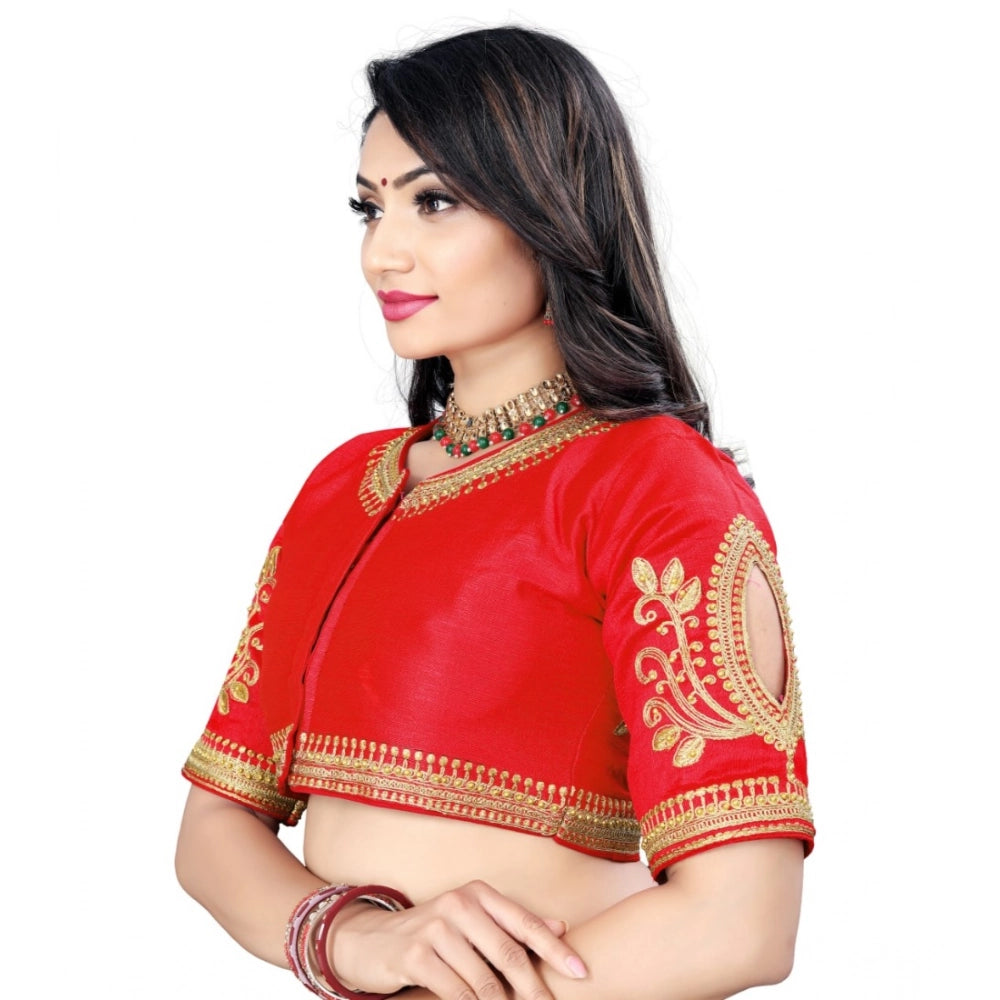 Generic Women's Phantom Embroidery Readymade Blouse (Red, Size: Free Size)