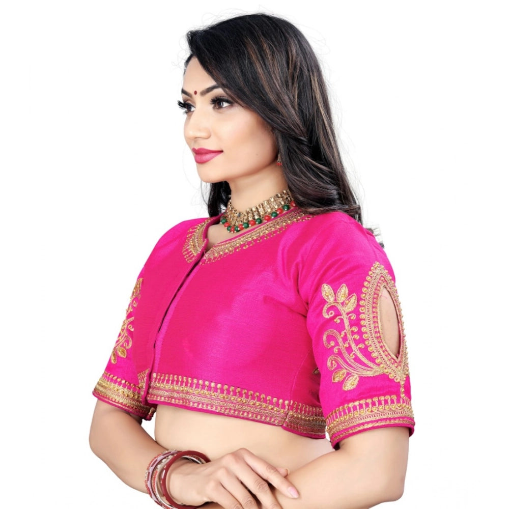 Generic Women's Phantom Embroidery Readymade Blouse (Pink, Size: Free Size)