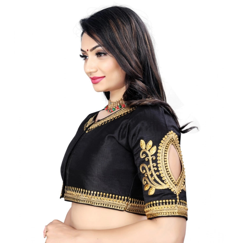 Generic Women's Phantom Embroidery Readymade Blouse (Black, Size: Free Size)
