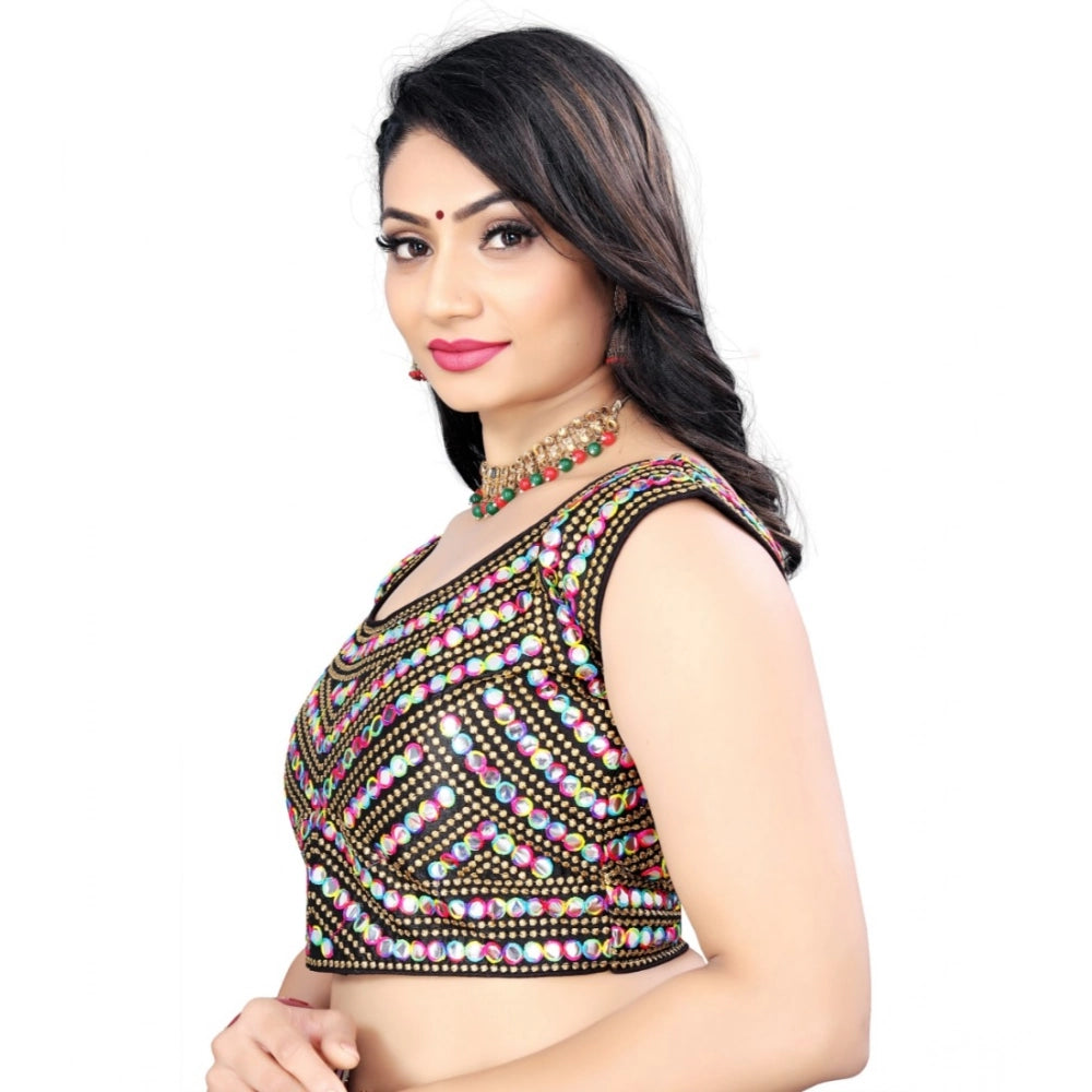 Generic Women's Phantom Paper Mirror Readymade Blouse (Black, Size: Free Size)