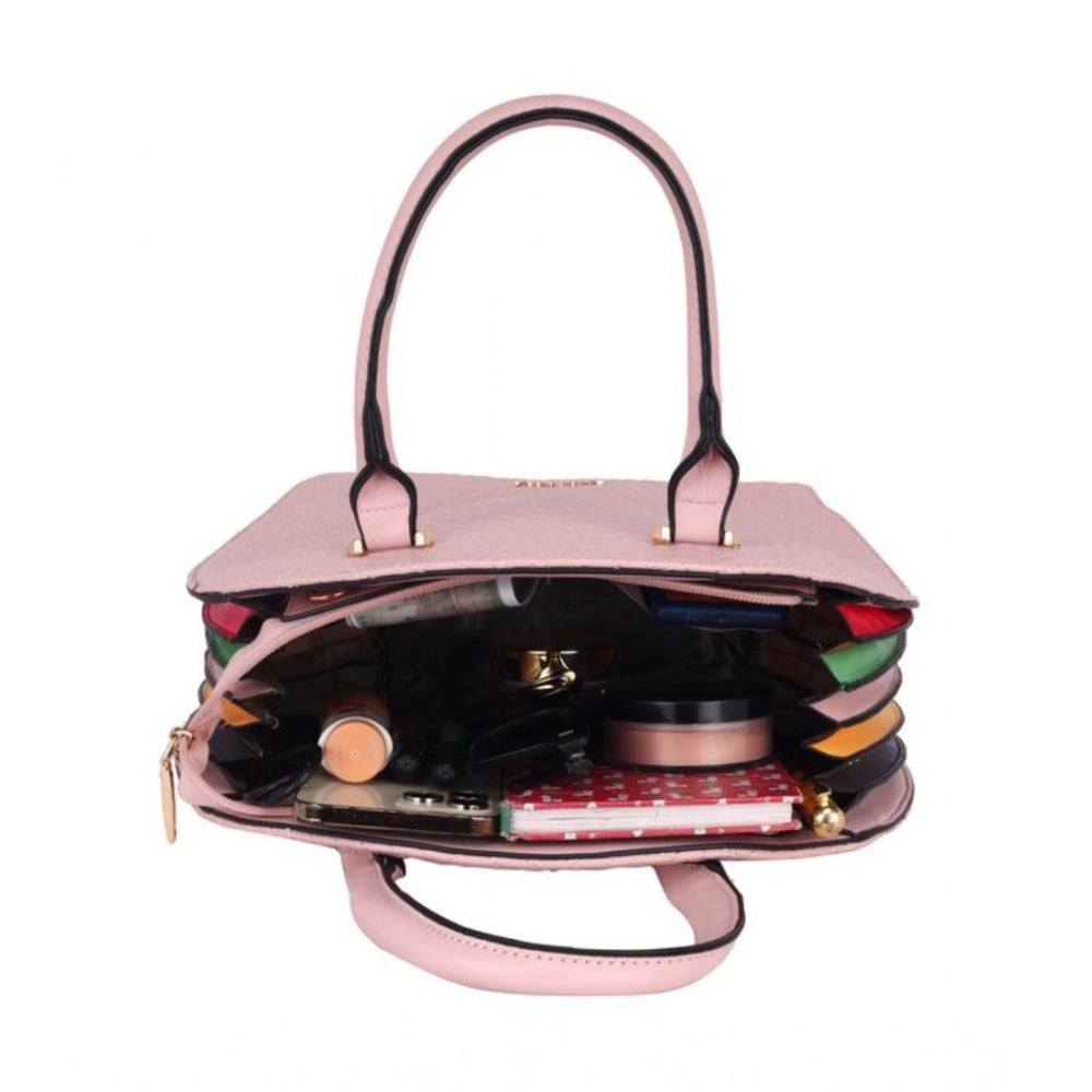 Generic Women's Faux Leather Printed Adjustable Long Belt Handbag (Pink)