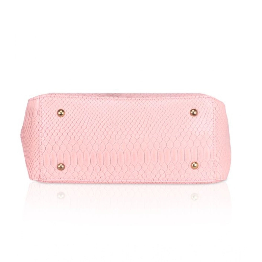 Generic Women's Faux Leather Textured Tote Bag (Pink)