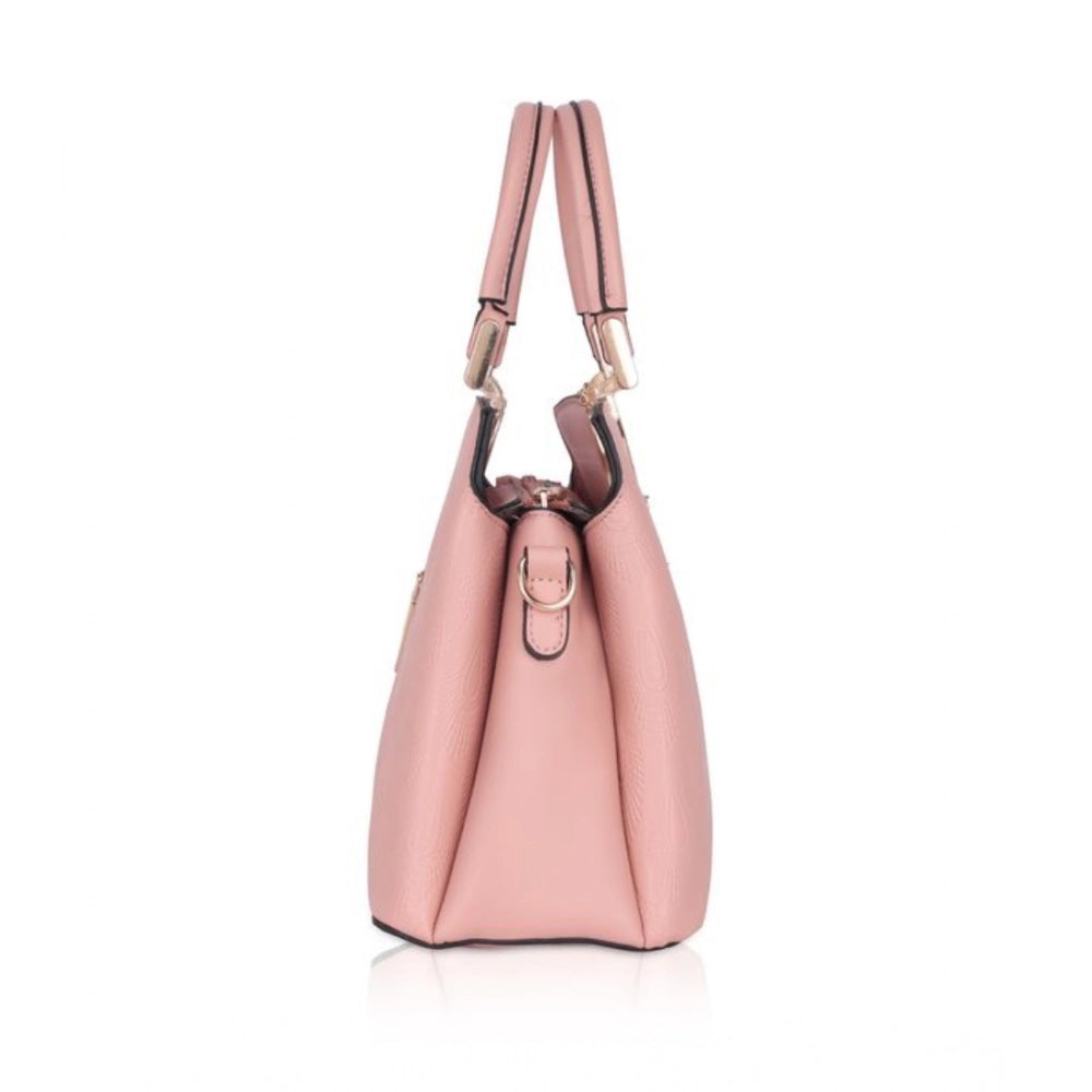 Generic Women's Faux Leather Printed Adjustable Long Belt Handbag (Pink)