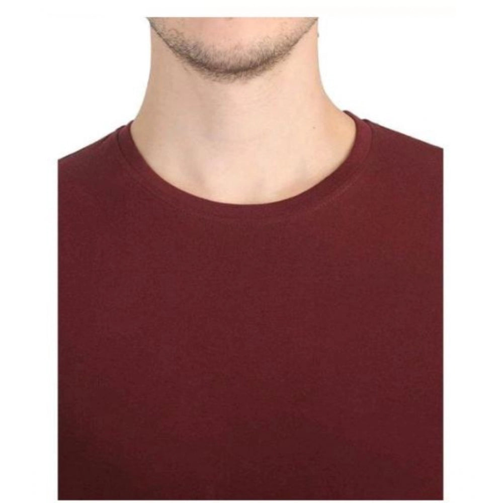 Generic Men's Casual Short Sleeves Cotton Round Neck T-shirt (Maroon)