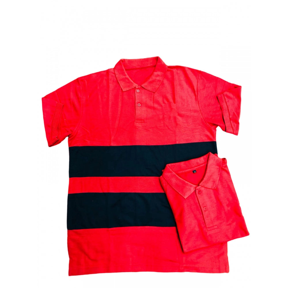 Generic Men's Casual Short Sleeves Cotton Polo Neck T-shirt (Red)