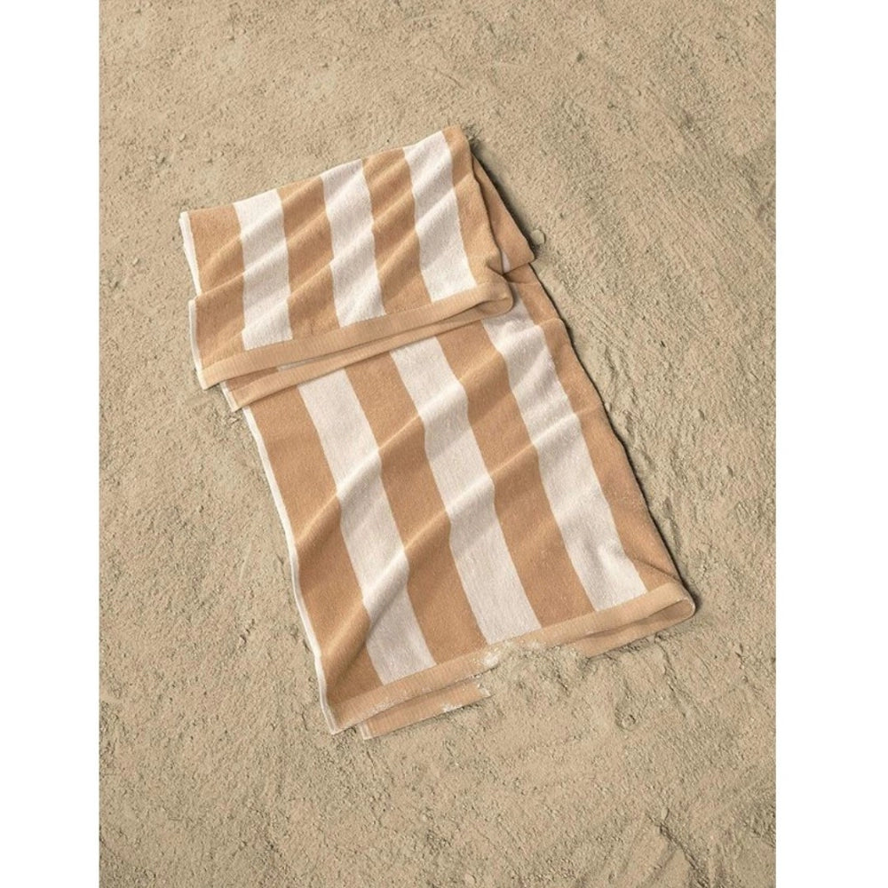 Generic Cotton Striped Bath Towels (Beige & White, Size: 36x71 In)