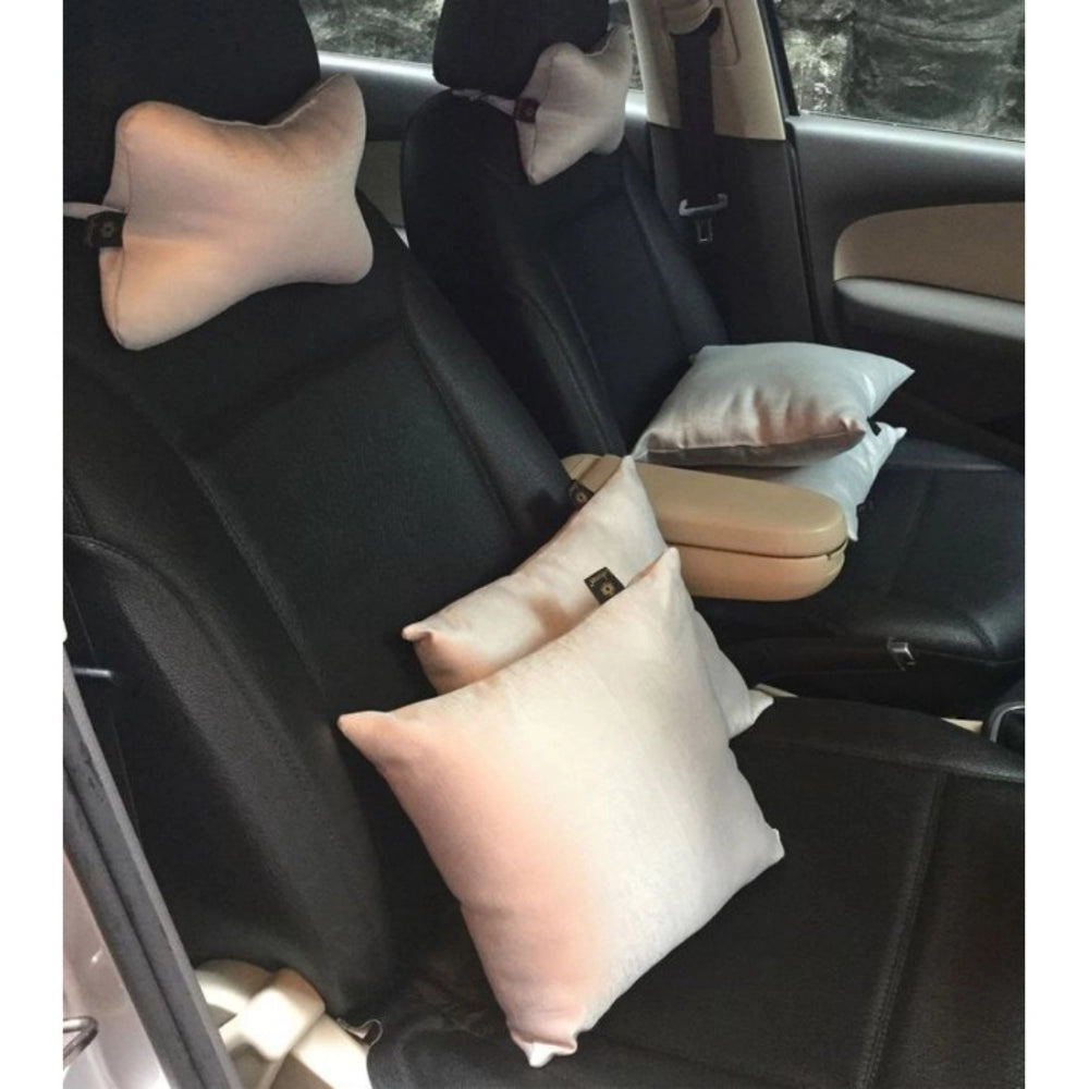Generic Pack Of_6 Polyester Solid Car Pillow Sets (Grey, Size: 12x12 In)