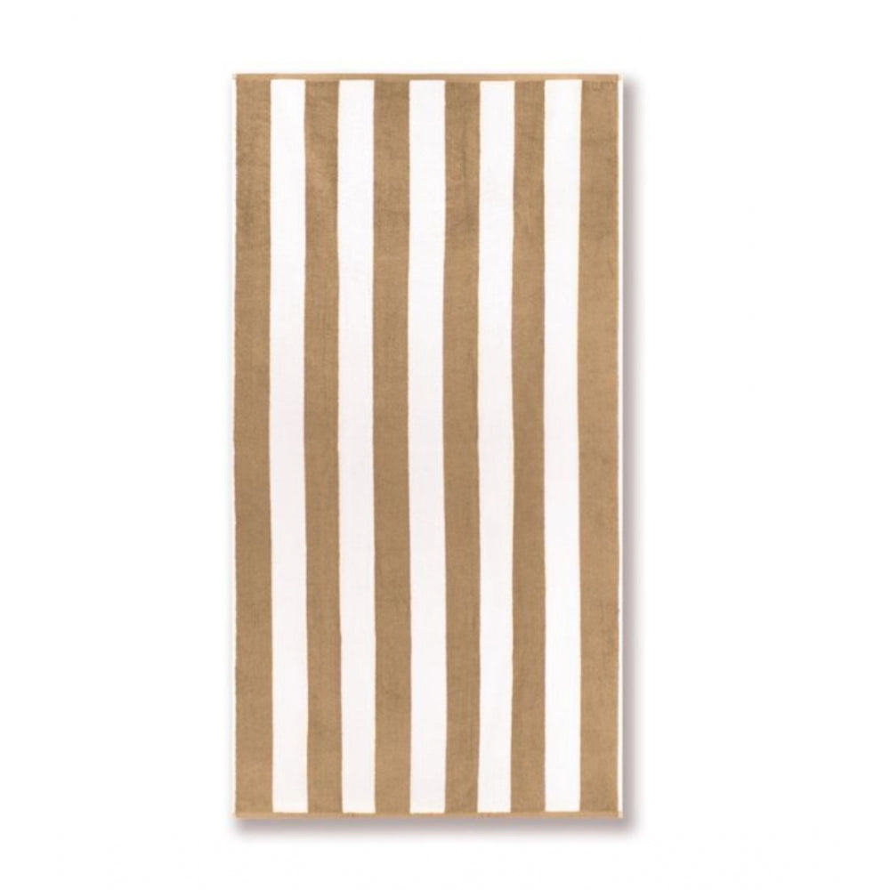 Generic Cotton Striped Bath Towels (Beige & White, Size: 36x71 In)