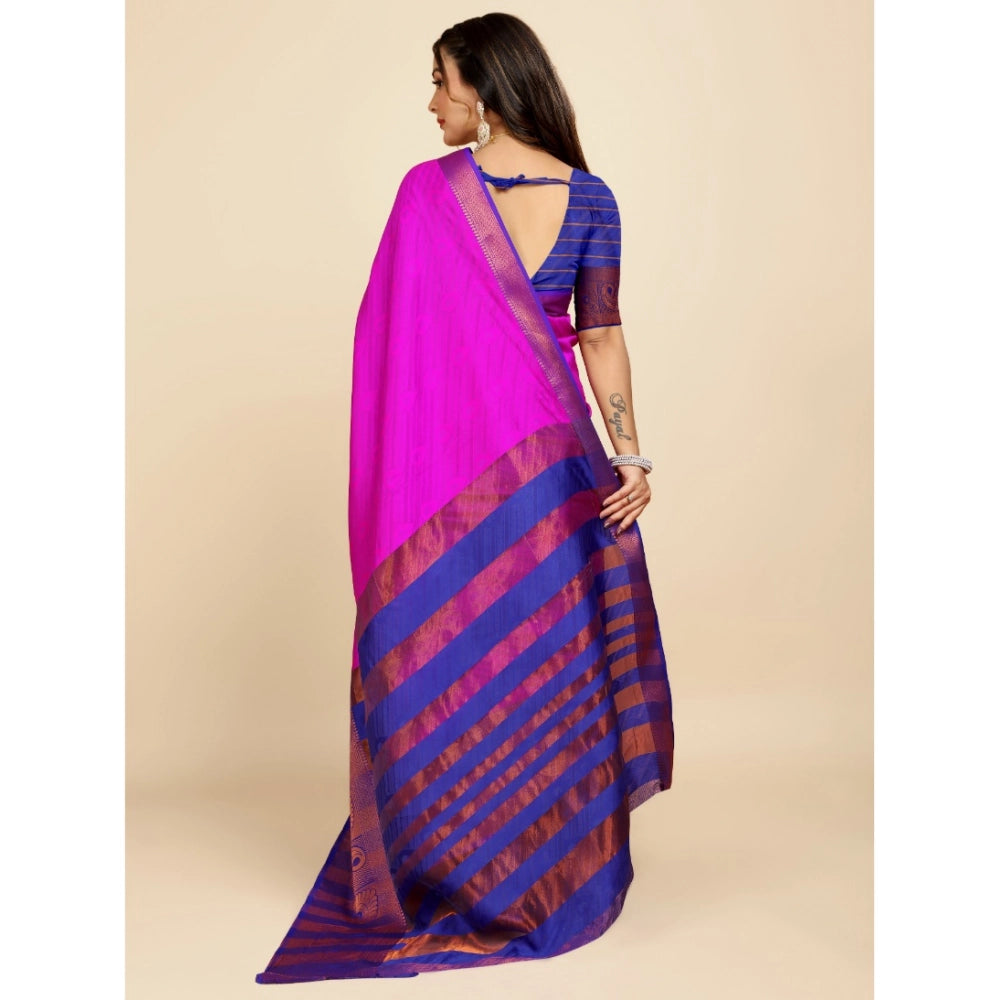 Generic Women's Organza Woven Saree With Unstitched Blouse (Pink, 5.5Mtrs)