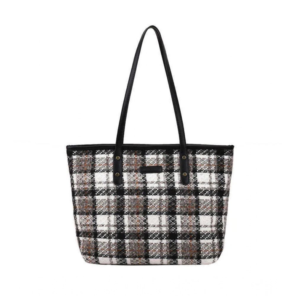 Generic Women's Woolen Medium Shoulder Zipper Handbag (White)