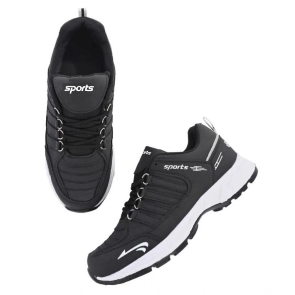 Generic Men's Casual Synthetic Leather Lace-Up Shoes (Black)