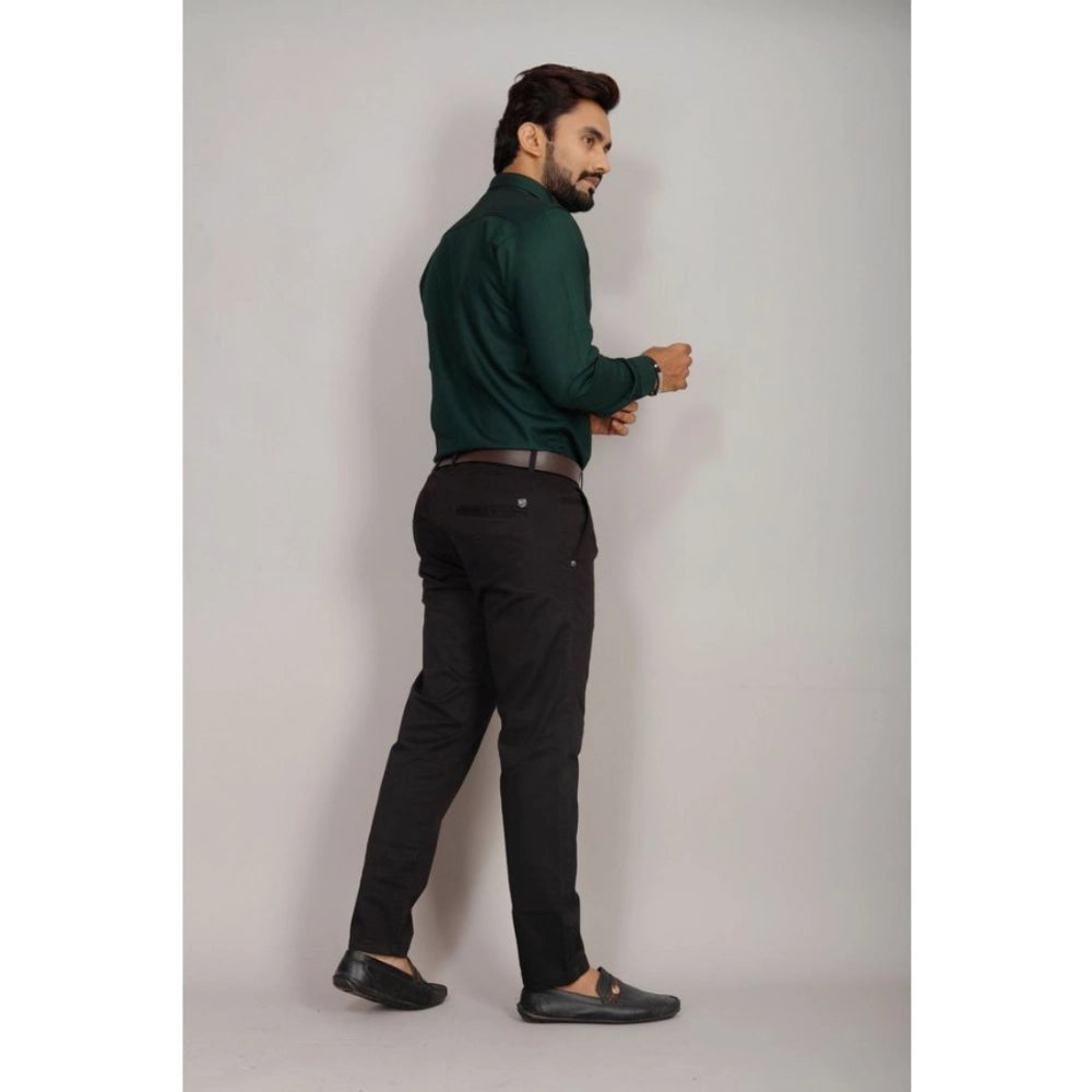 Generic Men's Casual Cotton Solid Full Sleeve Shirt (Green)
