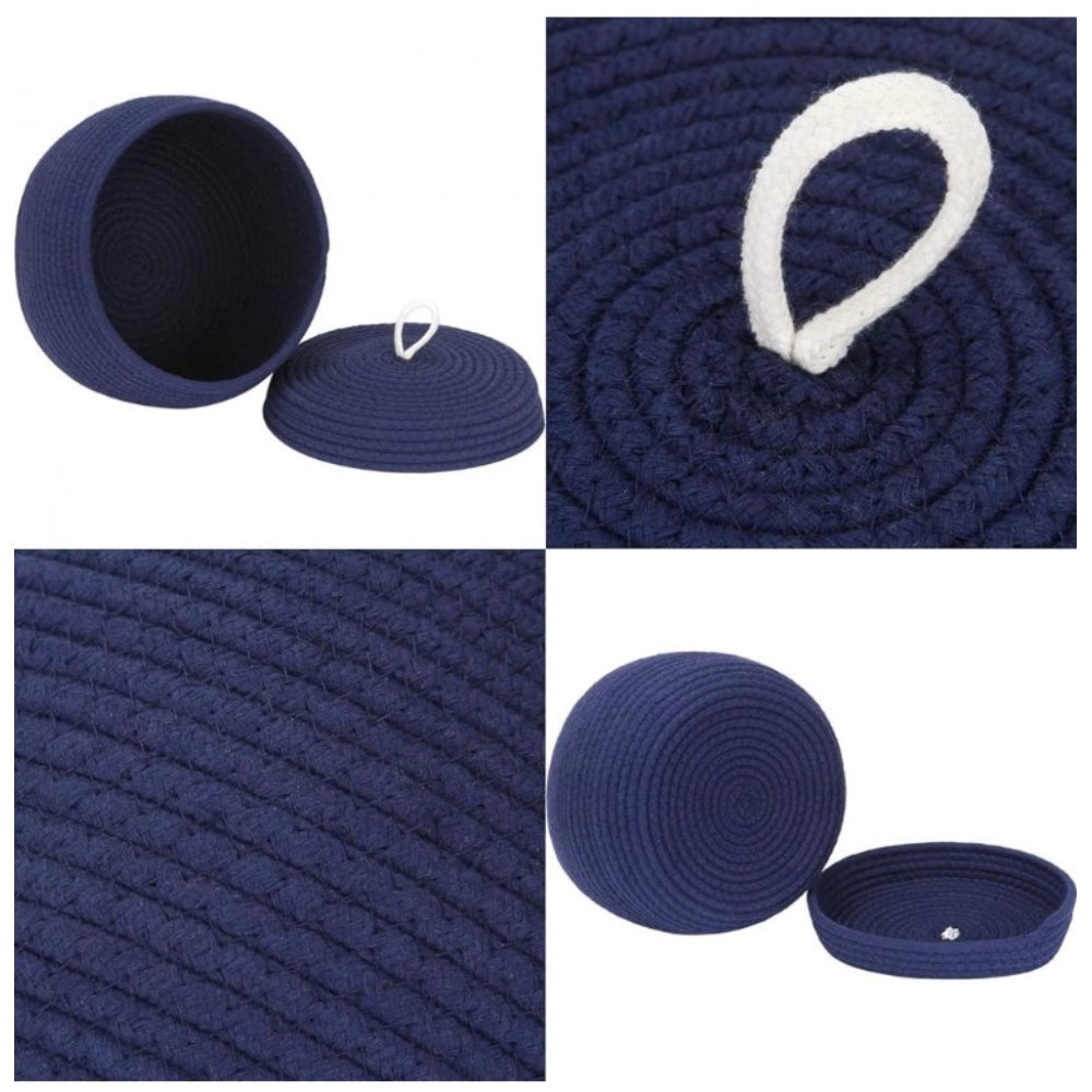 Generic Cotton Bear Shaped Storage Matka Basket With Lid Pack of 1 (Blue)