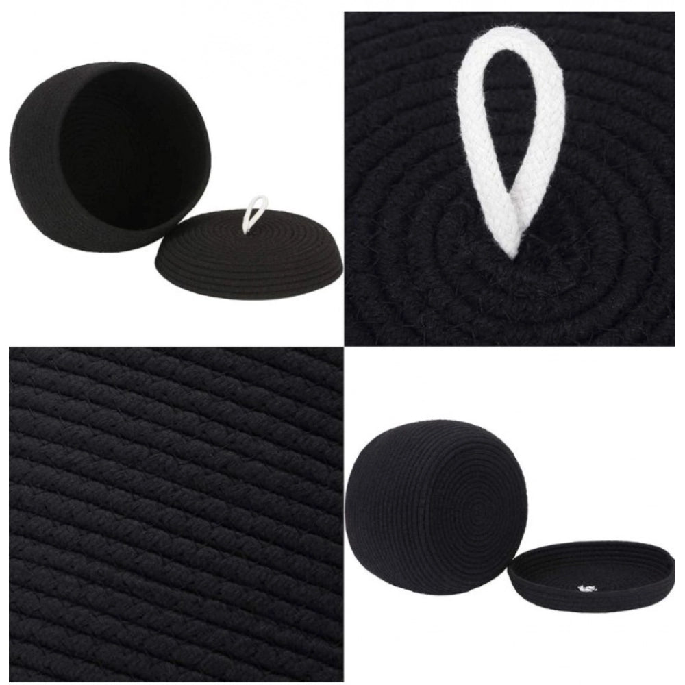 Generic Cotton Bear Shaped Storage Matka Basket With Lid Pack of 1 (Black)