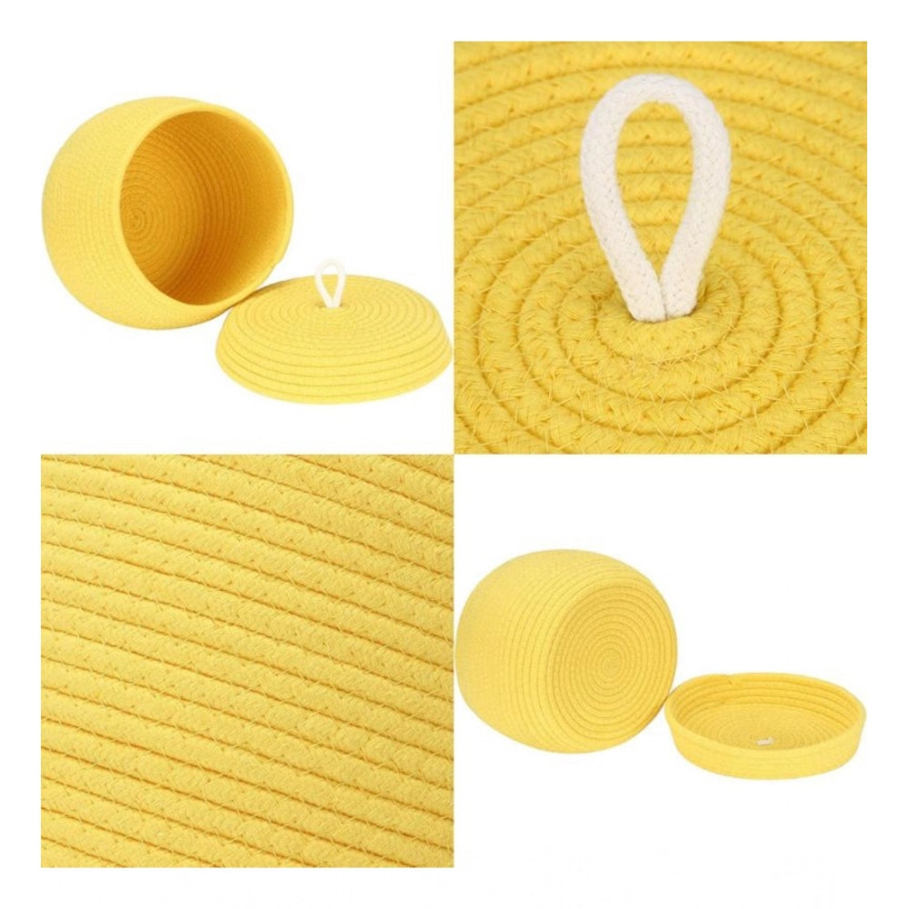 Generic Cotton Bear Shaped Storage Matka Basket With Lid Pack of 1 (Yellow)