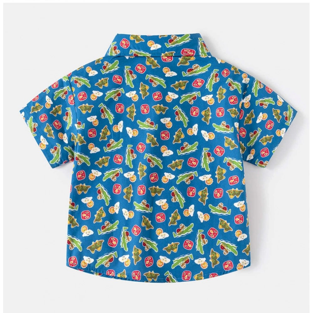 Generic Boy's Cotton Blend Printed Short Sleeve Shirt (MultiColor)