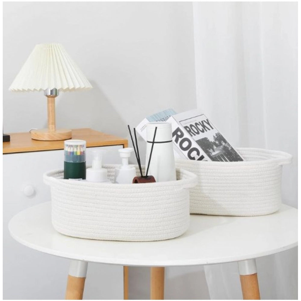 Generic Cotton Pcs Oval Basket Storage Basket For Clothes (White)