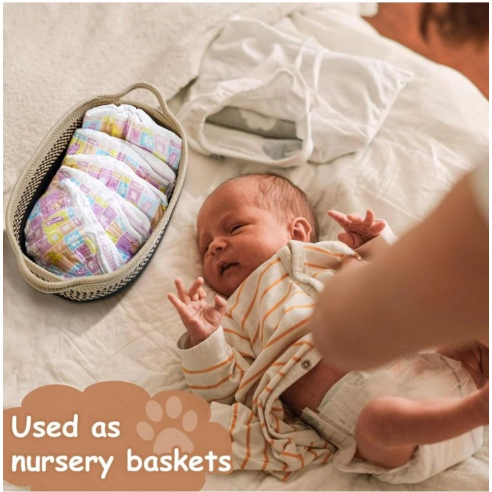 Generic Cotton Baby Basket Pack of 1 Storage Basket For Clothes (Brown)