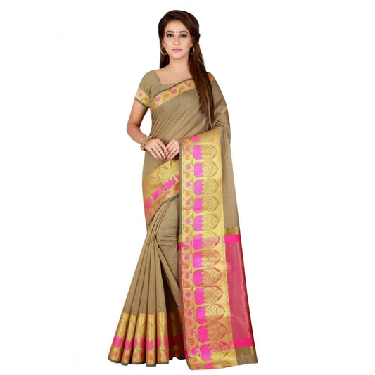 Generic Women's Cotton Saree with Blouse (Multi, 5-6 Mtrs)