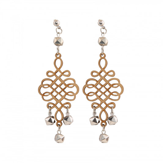 Generic Women's Wooden handcrafted Hook Dangler Hanging Fashion Earrings-Brown