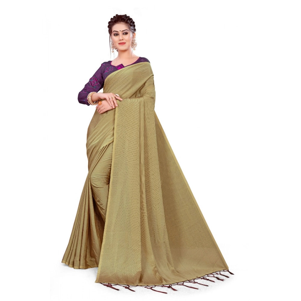 Generic Women's Heavy Georgette Saree(Beige ,5-6Mtrs)