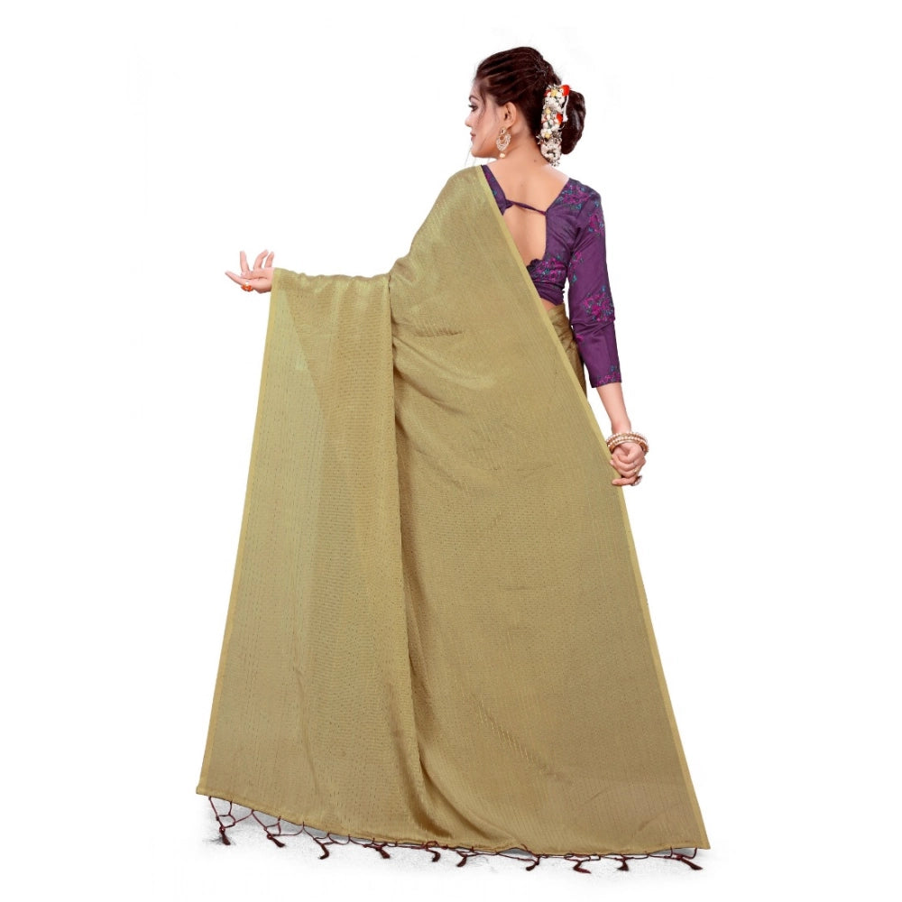 Generic Women's Heavy Georgette Saree(Beige ,5-6Mtrs)