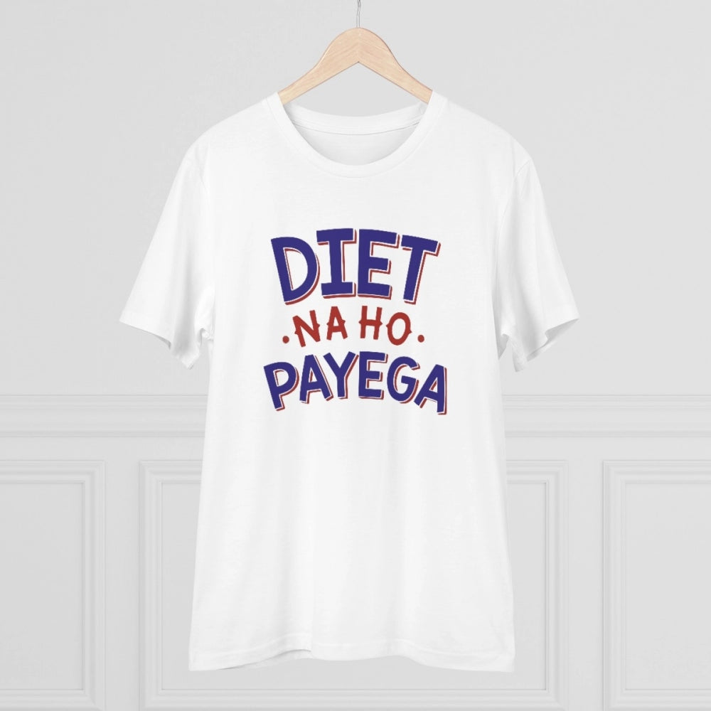 Generic Men's PC Cotton Diet Na Ho Payega Printed T Shirt (Color: White, Thread Count: 180GSM)