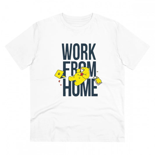 Generic Men's PC Cotton Work From Home Desing Printed T Shirt (Color: White, Thread Count: 180GSM)