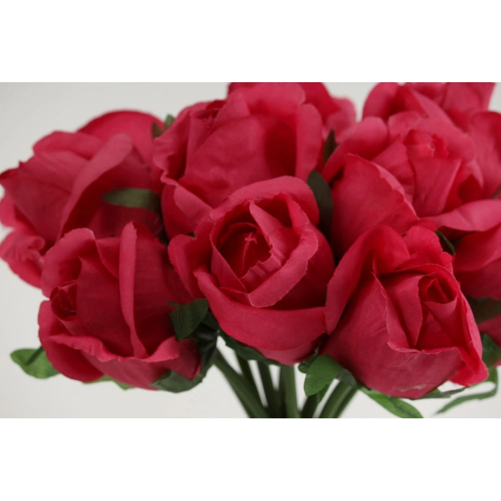 Generic Artificial Rose Flowers Bunch Bouquet Of 13 Roses For Home Decoration (Dark Pink, Material:Silk, Polyester)