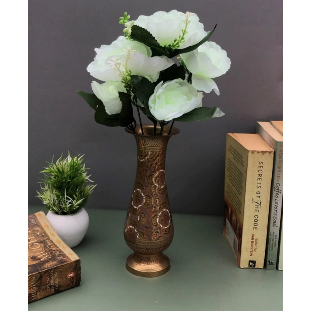 Generic Artificial Flowers Bunch Bouquet Of 7 Poppy Flowers For Home Decoration (White, Material:Silk, Polyester)