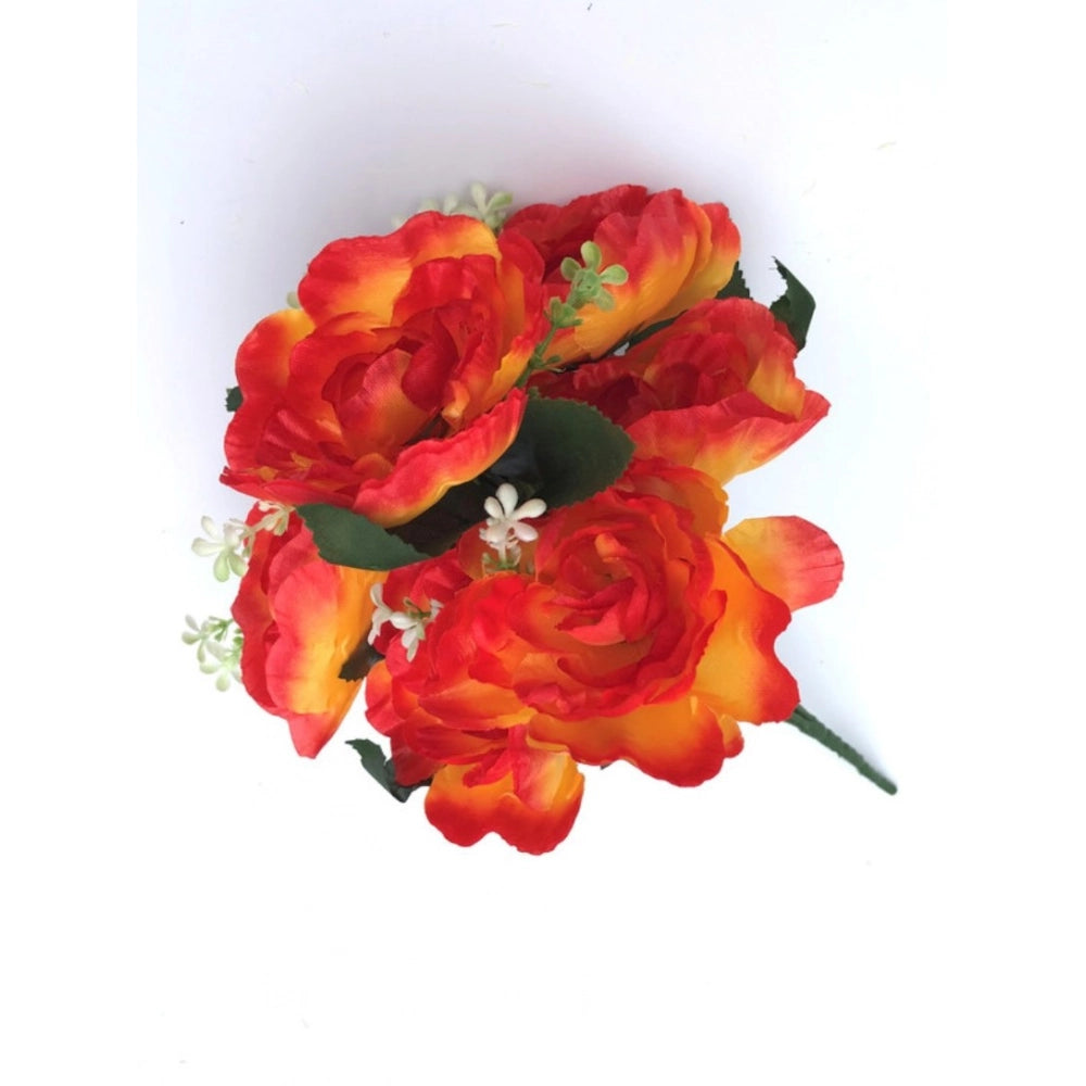 Generic Artificial Flowers Bunch Bouquet Of 7 Poppy Flowers For Home Decoration (Orange, Material:Silk, Polyester)