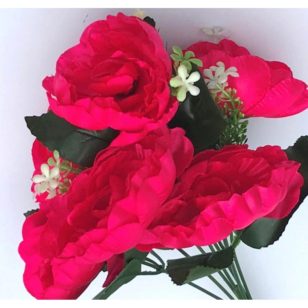 Generic Artificial Flowers Bunch Bouquet Of 7 Poppy Flowers For Home Decoration (Darkpink, Material:Silk, Polyester)