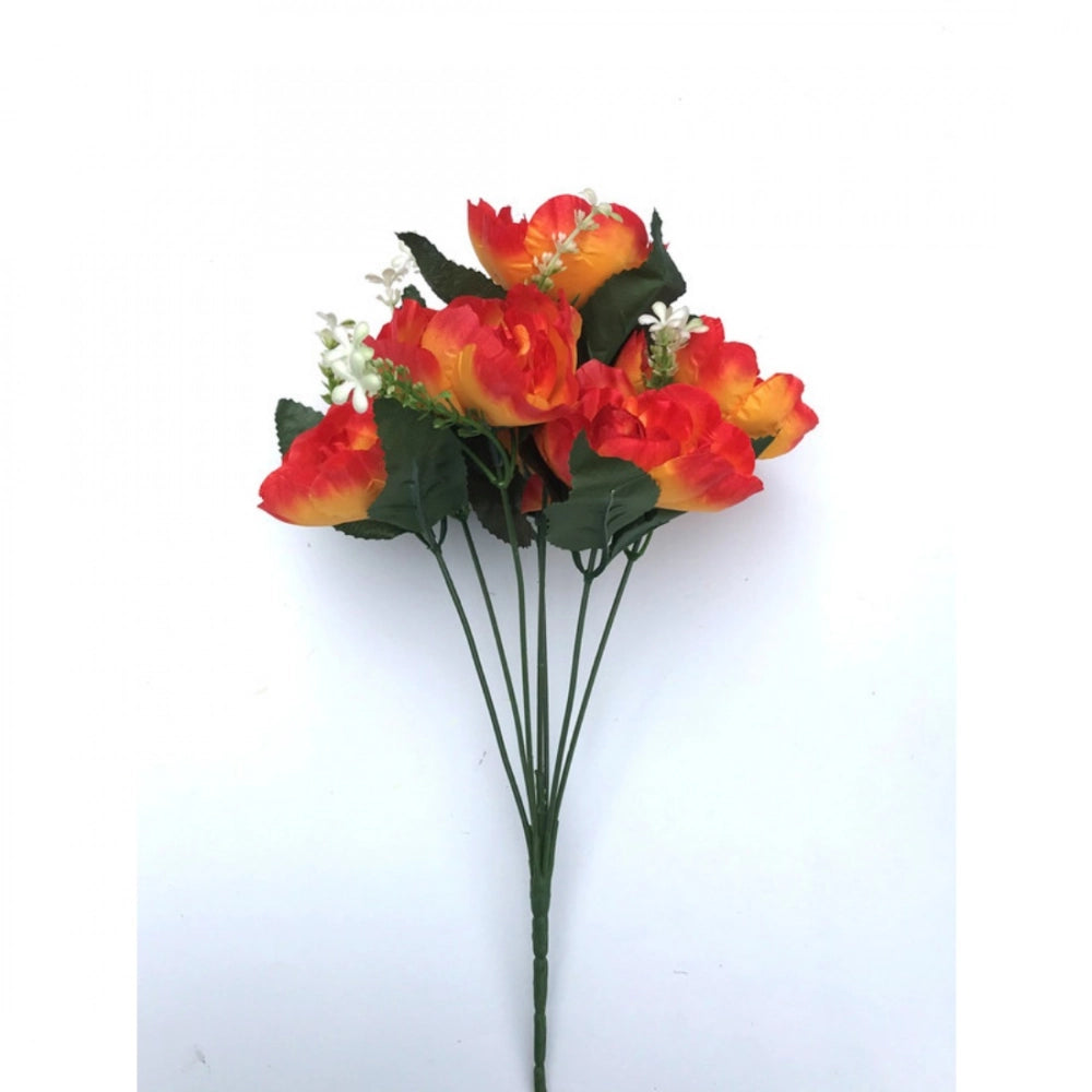 Generic Artificial Flowers Bunch Bouquet Of 7 Poppy Flowers For Home Decoration (Orange, Material:Silk, Polyester)