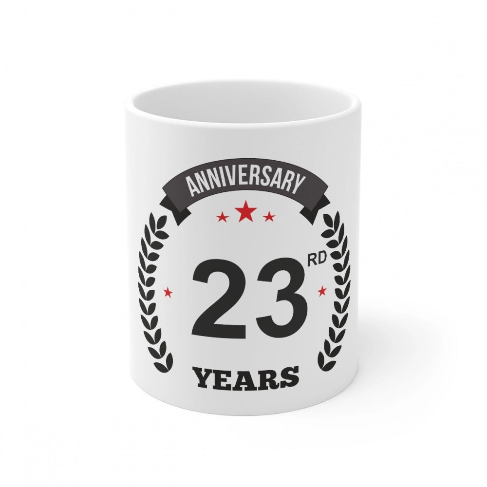 Generic Ceramic 23rd Anniversary Printed Coffee Mug (Color: White, Capacity:330ml)