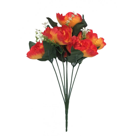 Generic Artificial Flowers Bunch Bouquet Of 7 Poppy Flowers For Home Decoration (Orange, Material:Silk, Polyester)