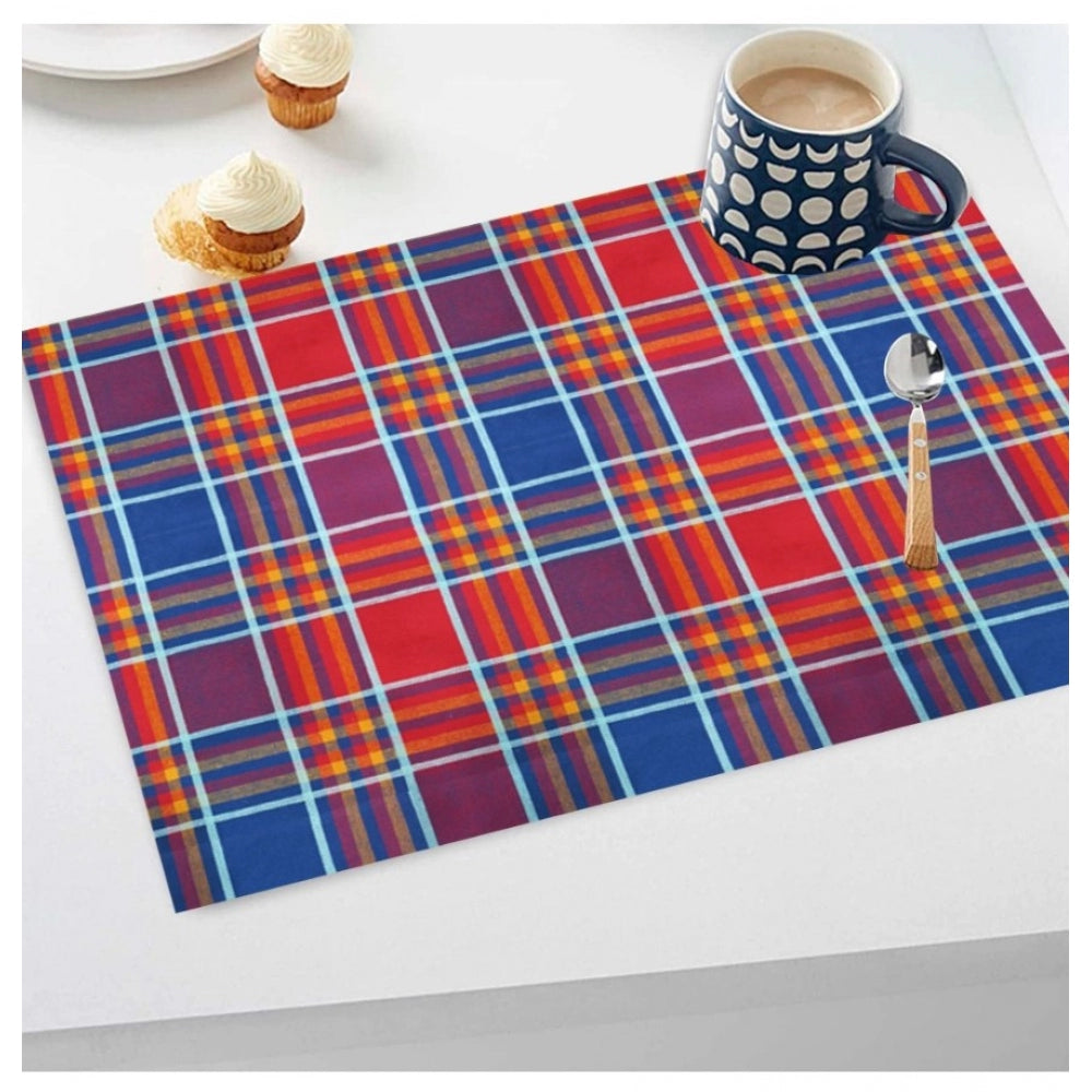 Generic Checked Cotton Place Mats Sets (Multicolor)