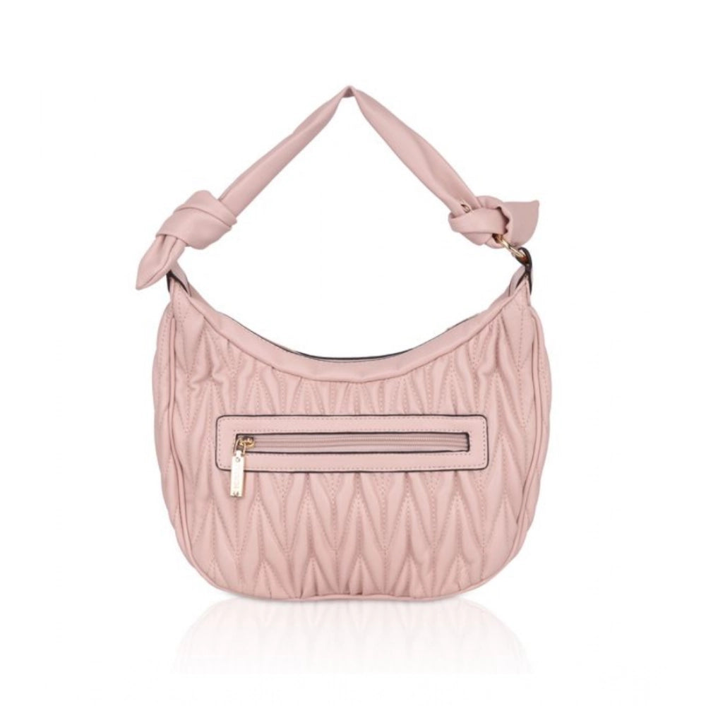 Generic Women's Faux Leather Textured Handbag (Pink)