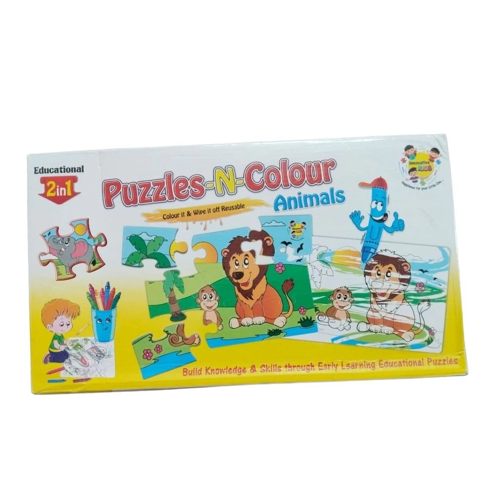 2 In 1 Puzzle &amp; Colors Animal |   Cardboard  |   Educational Toys| 3+ Years