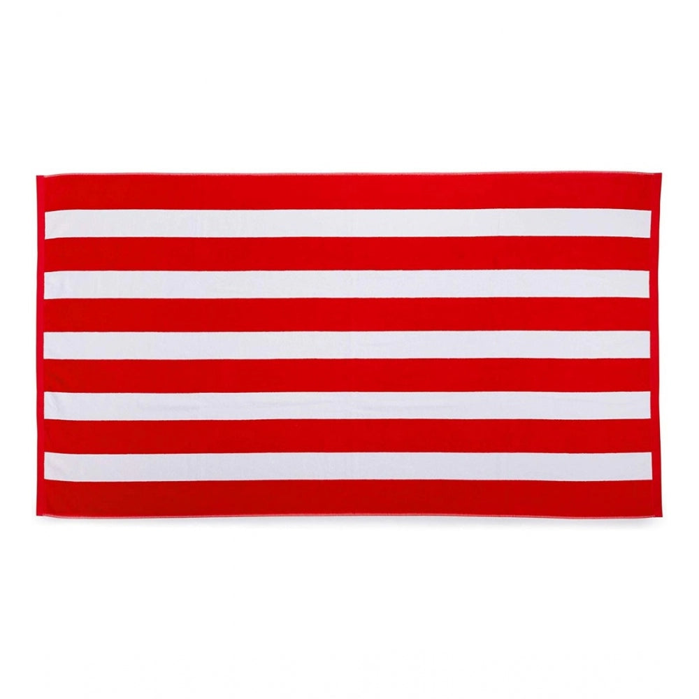 Generic Cotton Striped Bath Towels (Red &amp; White, Size: 36x71 In)